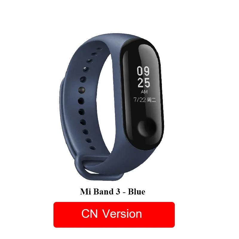 CN Version Blue Браслет для Xiaomi Mi Band 3 Miband 3 Умный Смарт Фитнес браслет трекер с Шагомер 0,7" OLED Сенсорный экран Водонепроницаемый ми бэнд 3 мибенд 3 - Цвет: CN Version Blue