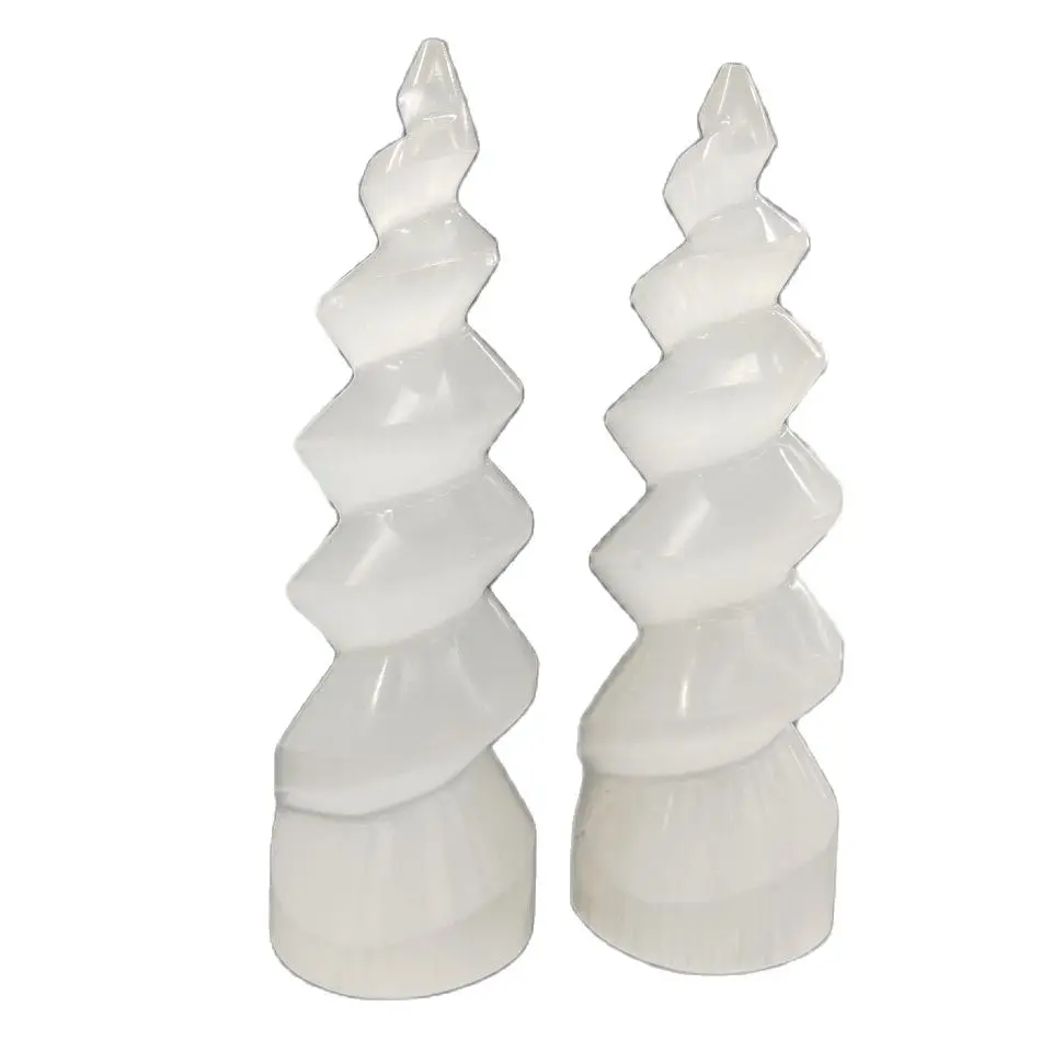 

1 шт. Selenite спиральный Единорог палочка Кристалл исцеляющее необработанное искусственное украшение для дома