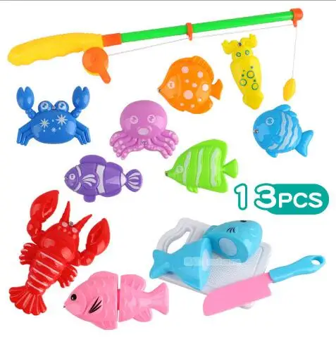 13 шт пластиковые магнитные игрушки для рыбалки детская Ванна игрушка игра в