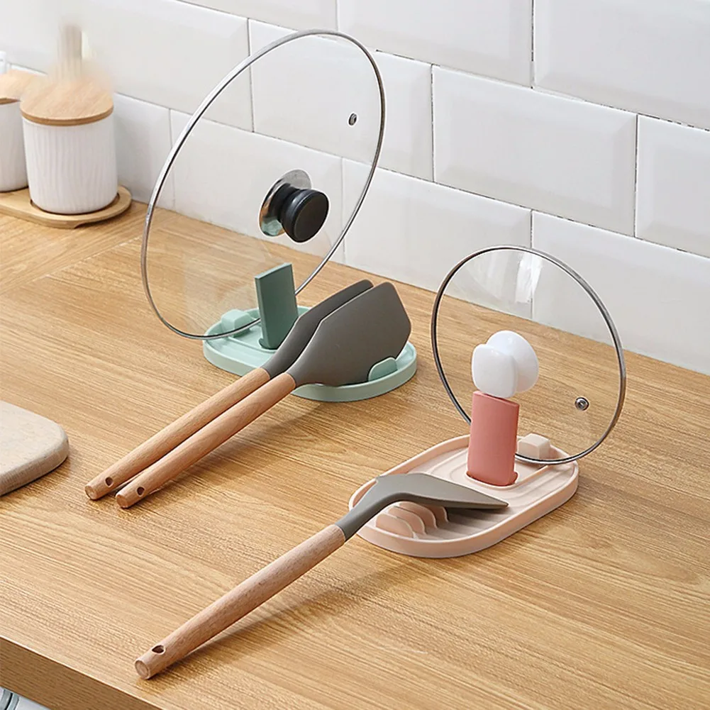 

Kitchen Foldable Spoon Pot Lid Shelf Plastic Tableware Rest Kitchen Organizer Cooking Storage Stand Pan Cover Lid Rack Stand