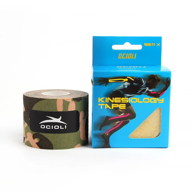 army camo with box 1 рулон кинезиологической ленты рулон хлопок эластичный клейкая повязка для мышц деформация травм поддержка Наколенники Футбол Волейбол - Цвет: army camo with box