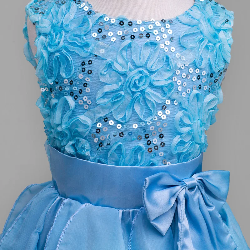 2017 г. Платье для девочек праздничное платье принцессы с блестками маленьких