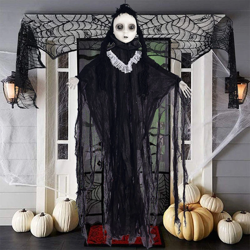 

Halloween Horror Props Skull Halloween Black Female Ghost Halloween Haunted House Secret Room Decoration Scary Props Bright Eye