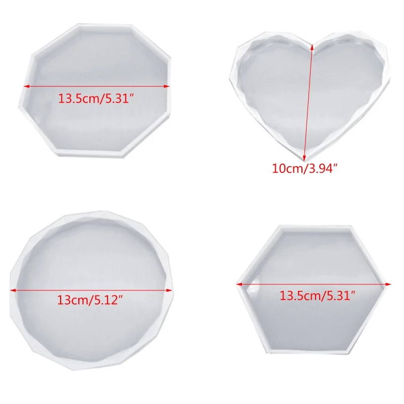 

4 Pcs/set Handmade Coaster Mold DIY Making UV Resin Crystal Epoxy Molds J78F