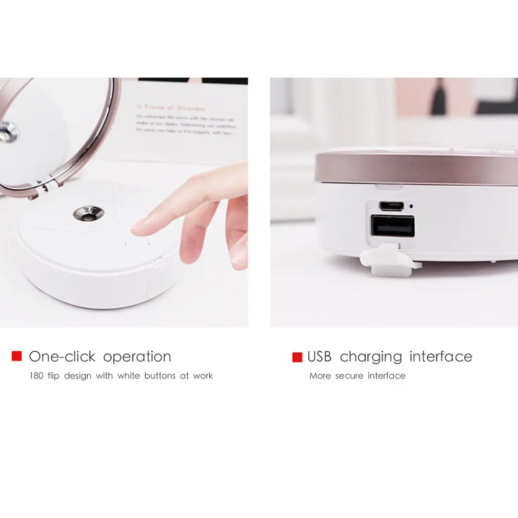 Паровой увлажнитель лица с зеркалом счетчик воды usb зарядка наноспрей ручной