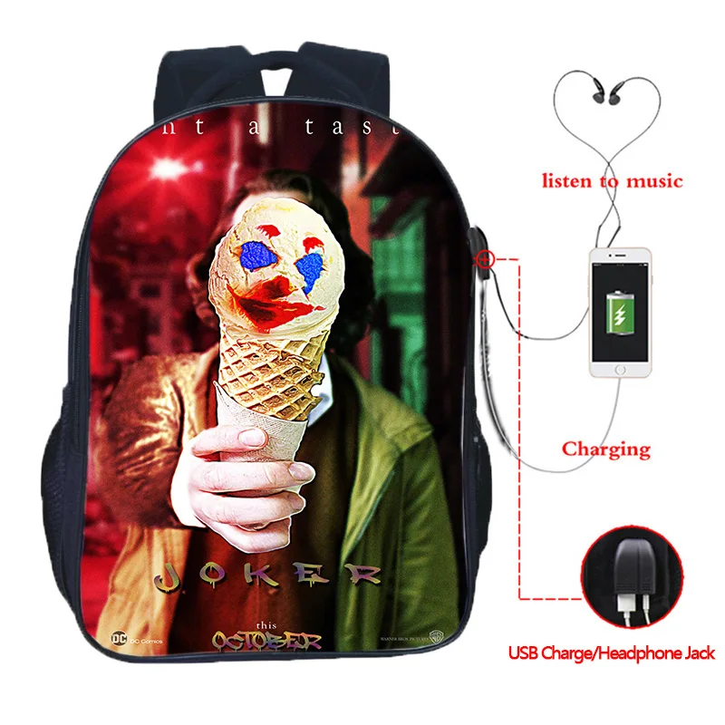 5 16 Inch High Quality Joker USB Charge School Bags Students School Rucksack Boys Girls USB Charging Joker Travel Backpack Gifts - Color: 5