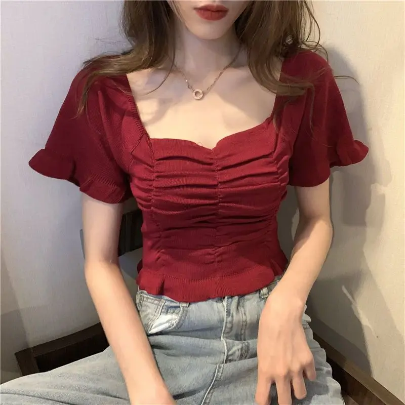 

women's short sleeve t-shirt summer new beautiful French-style Celebrities female fashion tops elegant linen casual loose shirt