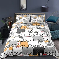 cartoon cat bedding set animal print duvet cover pillowcase 23 pcs home textiles single child bedroon bedclothes single king