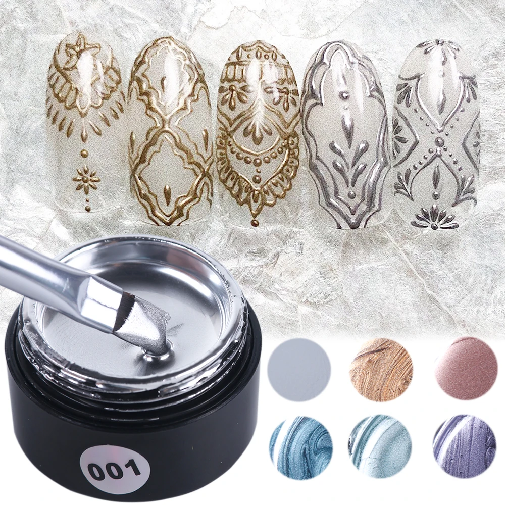 6 мл Металлик гель лаки для ногтей эффект металлический золотая краска рисования