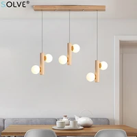 modern minimalist creative personality led chandeliers wooden glass ball ceiling chandeliers bedroom kitchen dining room lamps