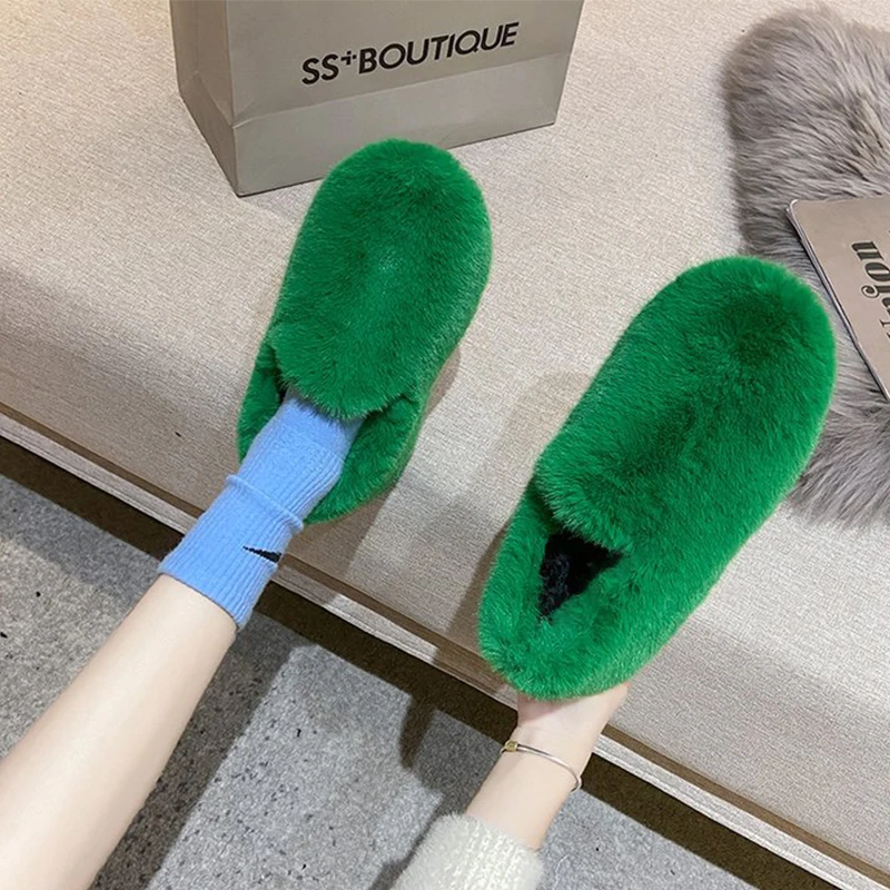 Fashion 2022 Women Winter Slippers Fluffy Fur  Cartoon Warm Plush  High Quality Female Male Indoor Cotton Fluffy House Slides