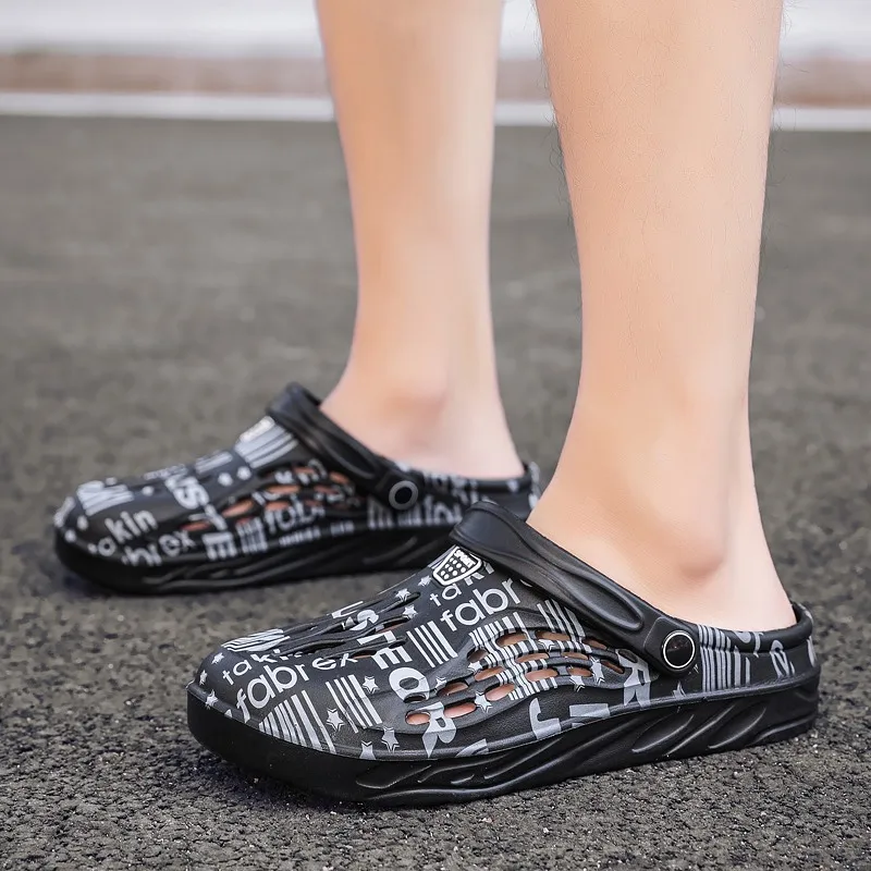 Мужские и женские летние пляжные сандалии удобные сабо из ЭВА с принтом уличные