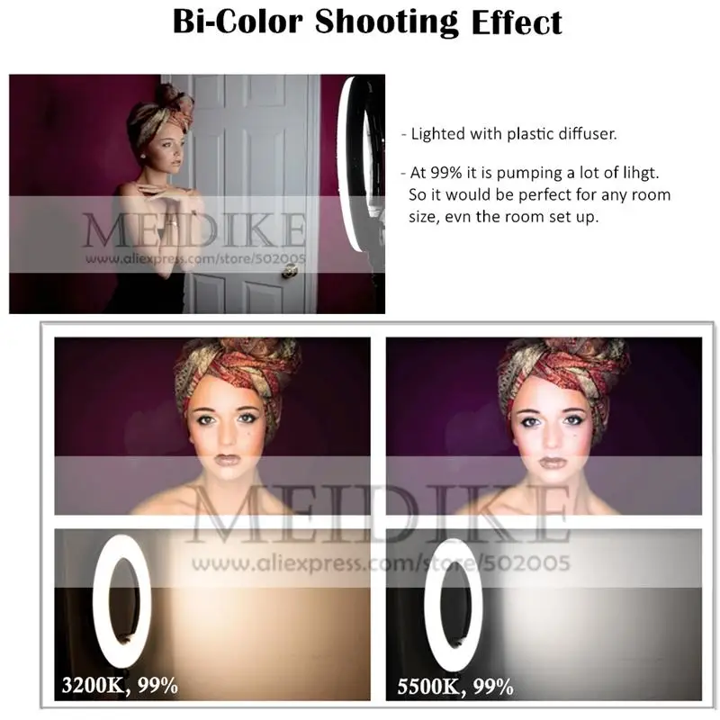 

Yidoblo FC-480 RGB LED Ring Light LED Video Makeup Tattoo Lamp Photography Movie film Studio broadcast Ring lamp +2M stand+ bag