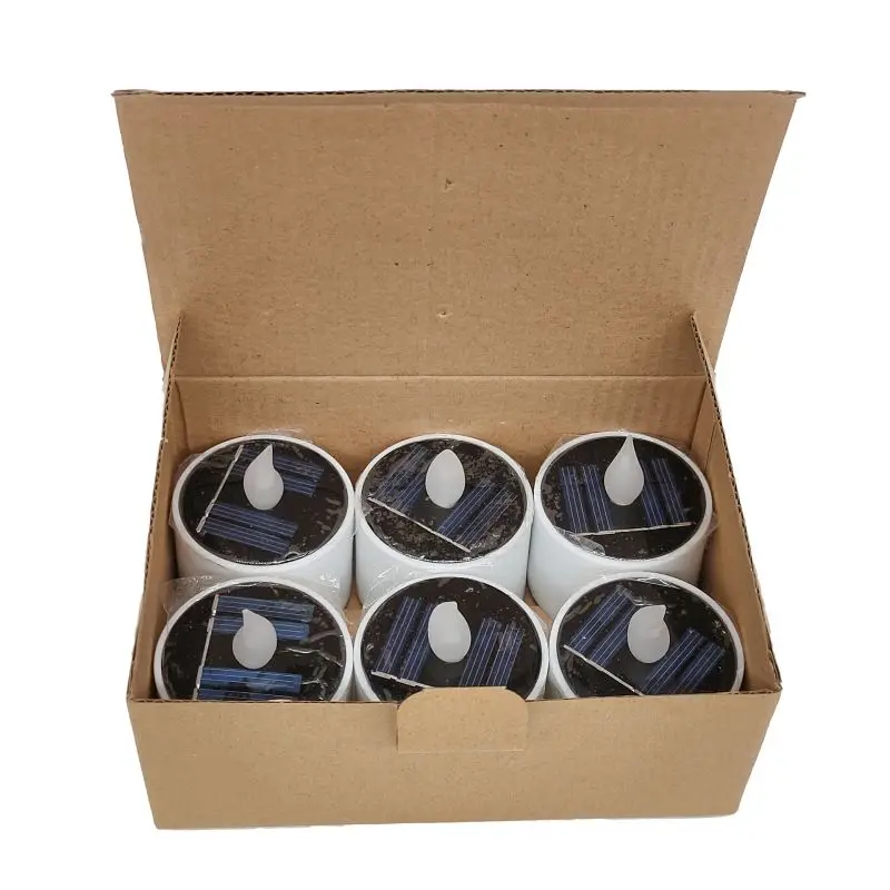 

6 Pieces / Lot Type Yellow Flicker Solar Powered LED Light Candles Flameless Electronic Solar LED Night Light Solar Powered CN