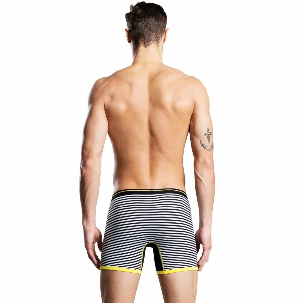 Длинные хлопковые боксеры IYUNYI мужские шорты в полоску до середины талии|long leg boxer