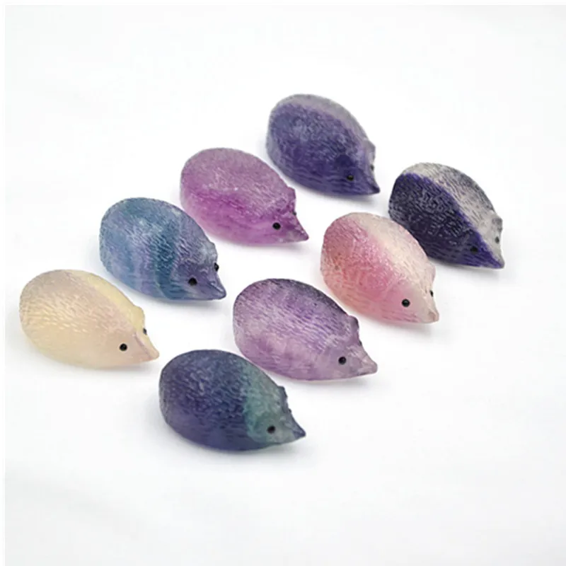 1 шт. натуральный кварцевый кристалл Ежик резной Радужный флюорит камень