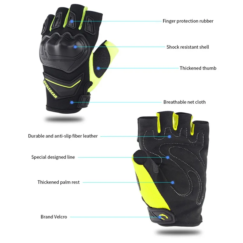 

1 Pair Adjustable Half Finger Bicycle Motorcycle Electric Car Gloves For Motorcycle Racing ATV Riding Mountain Climbing Hiking
