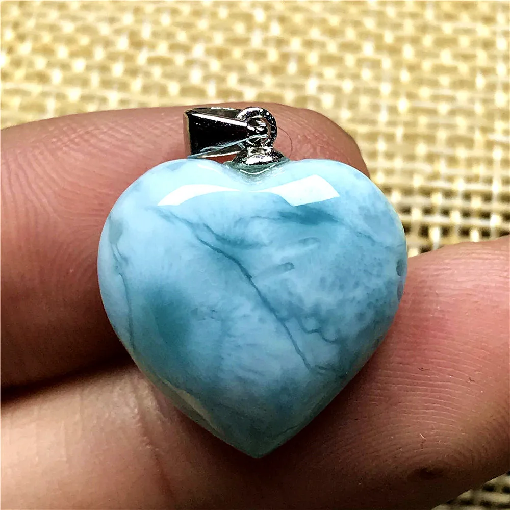 Топ натуральный синий кулон в виде сердца Ларимар для женщин и мужчин кристалл 16x5