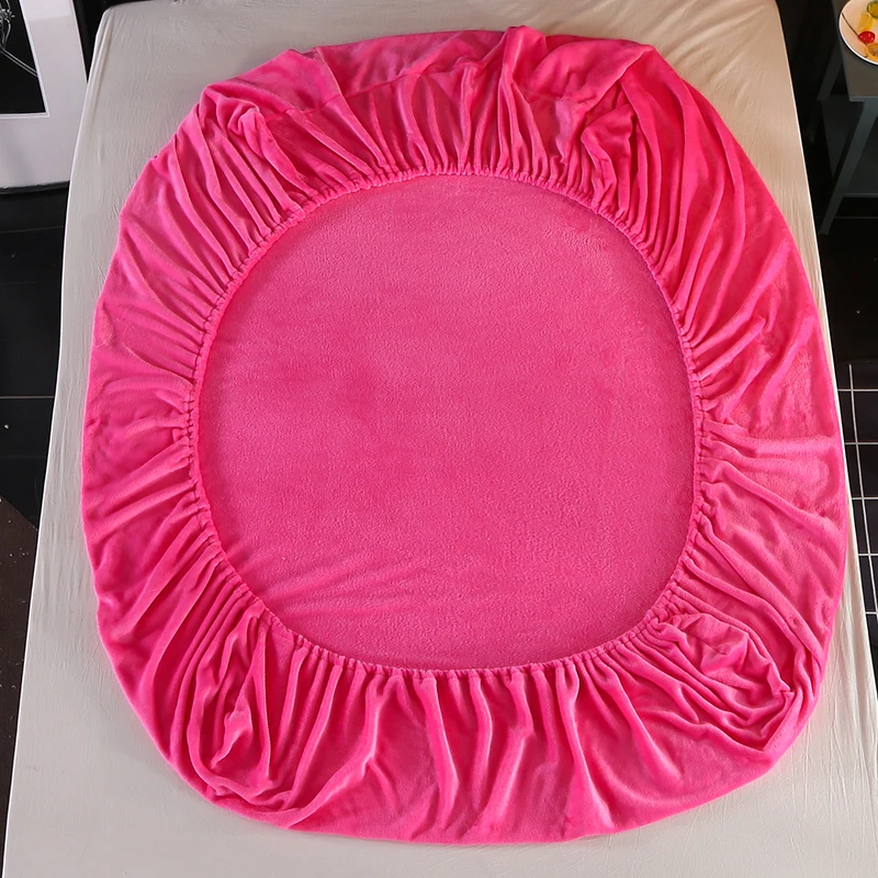 Фланелевые одноцветные облегающие простыни зимний матрас теплые с эластичной