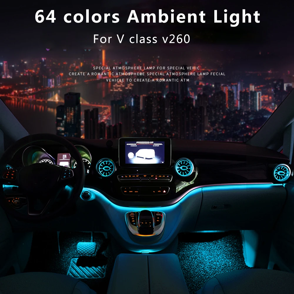 

interior LED air outlet atmosphere light in 12 64 colors Led Air Vent ambient light For Mercedes Benz V class V260