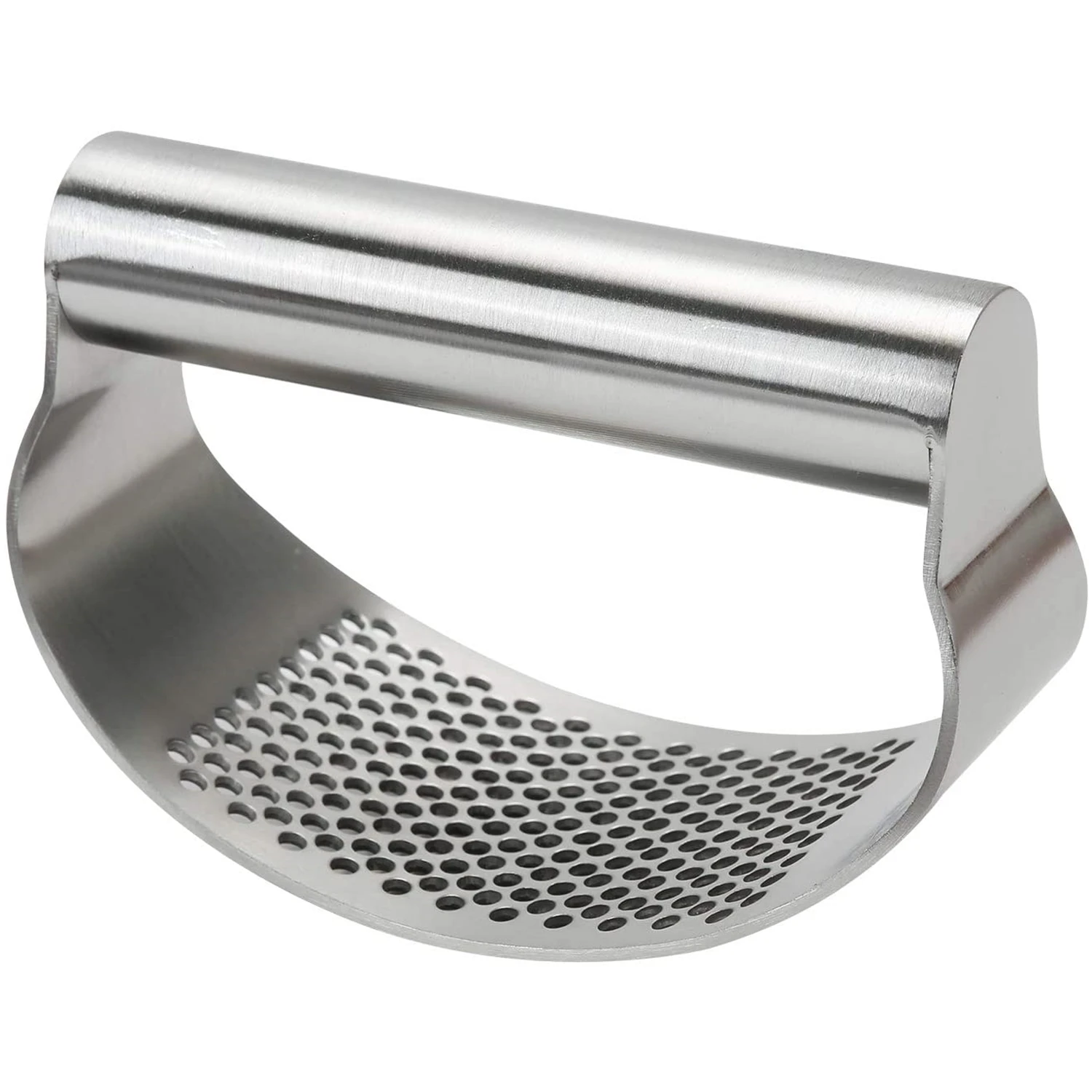 

Garlic Press Stainless Steel Garlic Rolling Tool Arc Grinder Advanced Garlic Press with Soft and Easy-to-squeeze Ergonomic Handl