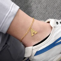 hot a z initial letter anklet for women stainless steel alphabet anklets bracelet boho foot jewelry gift women accesorios mujer