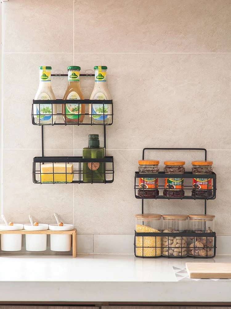 Домашний железа двухслойные брюки подвесная корзина Кухня стеллаж для хранения