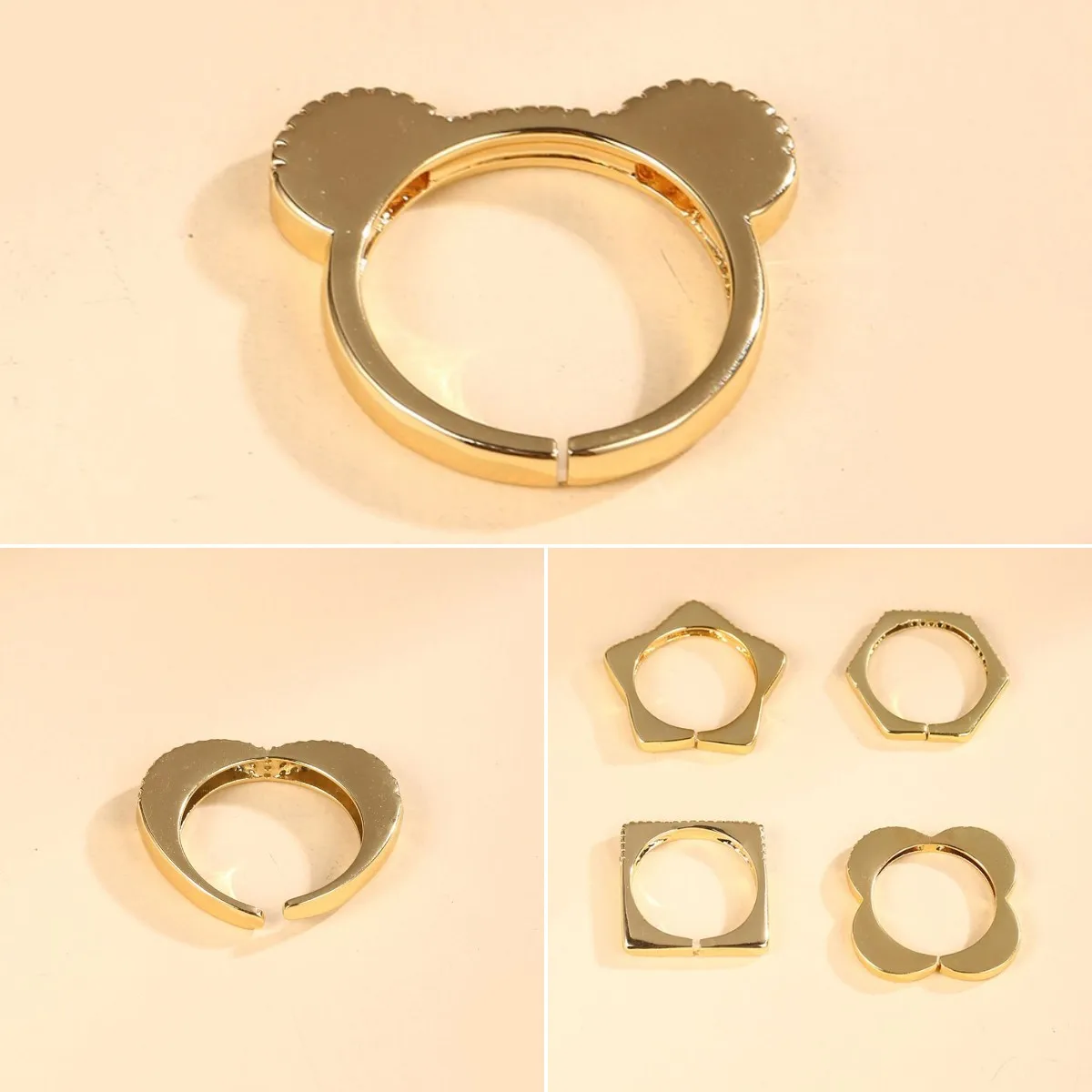

2021 New Simple Square Type Opening Thin Rings For Woman Cartoon Animal Shape Finger Jewelry Wedding Party Girl's Sexy Ring