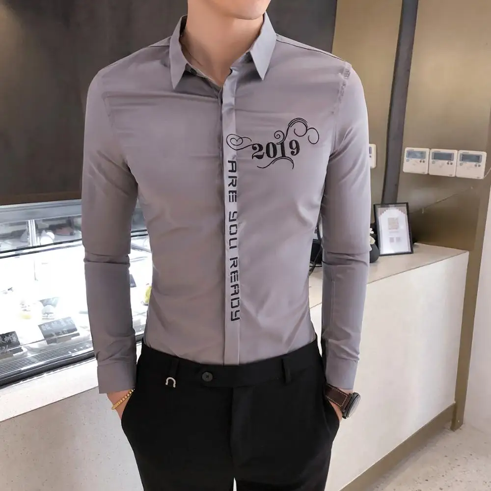 Модная Осенняя рубашка 2019 Мужская строгая Деловая одежда мужские соцрубашки