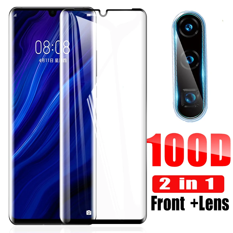 2 в 1 100D камера Защитное стекло для huawei P30 Pro закаленное Lite Экран Защитная линза
