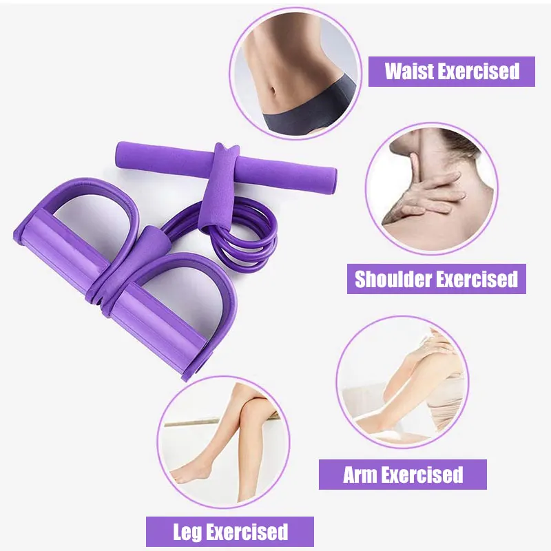 4 трубки Эспандеры латекс педаль тренажер для мышц сидеть вытяжная верёвка из