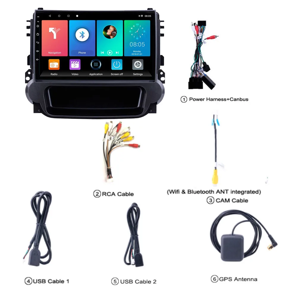 2 din Car Radio Android 8.1 9 inch Touch screen GPS Navigation Multimedia Player for Chevrolet Malibu 2012 2013 2014 | Автомобили и