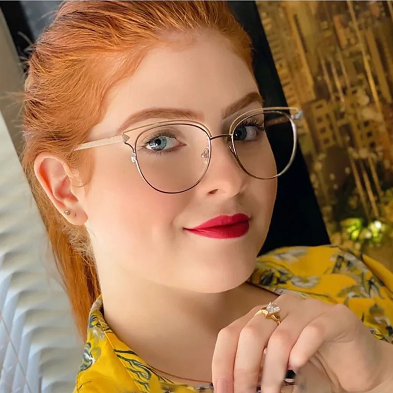 

Free shipping new spring leg blue light proof glasses women's metal frame tee flat lens computer glasses