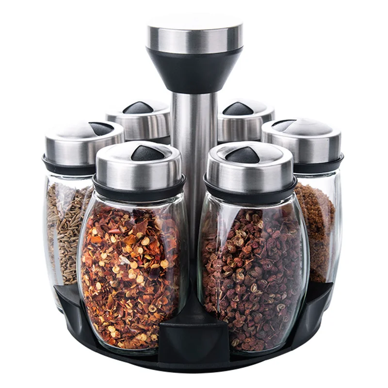 Стеклянная бутылка для хранения специй вращающаяся приправа коробка костюмов