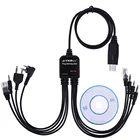 Многофункциональный 8 в 1 USB-кабель для программирования PTT Walkie Talkie, проводные линии для Baofeng Motorola AXU4100 AXV5100 Kenwood TYT