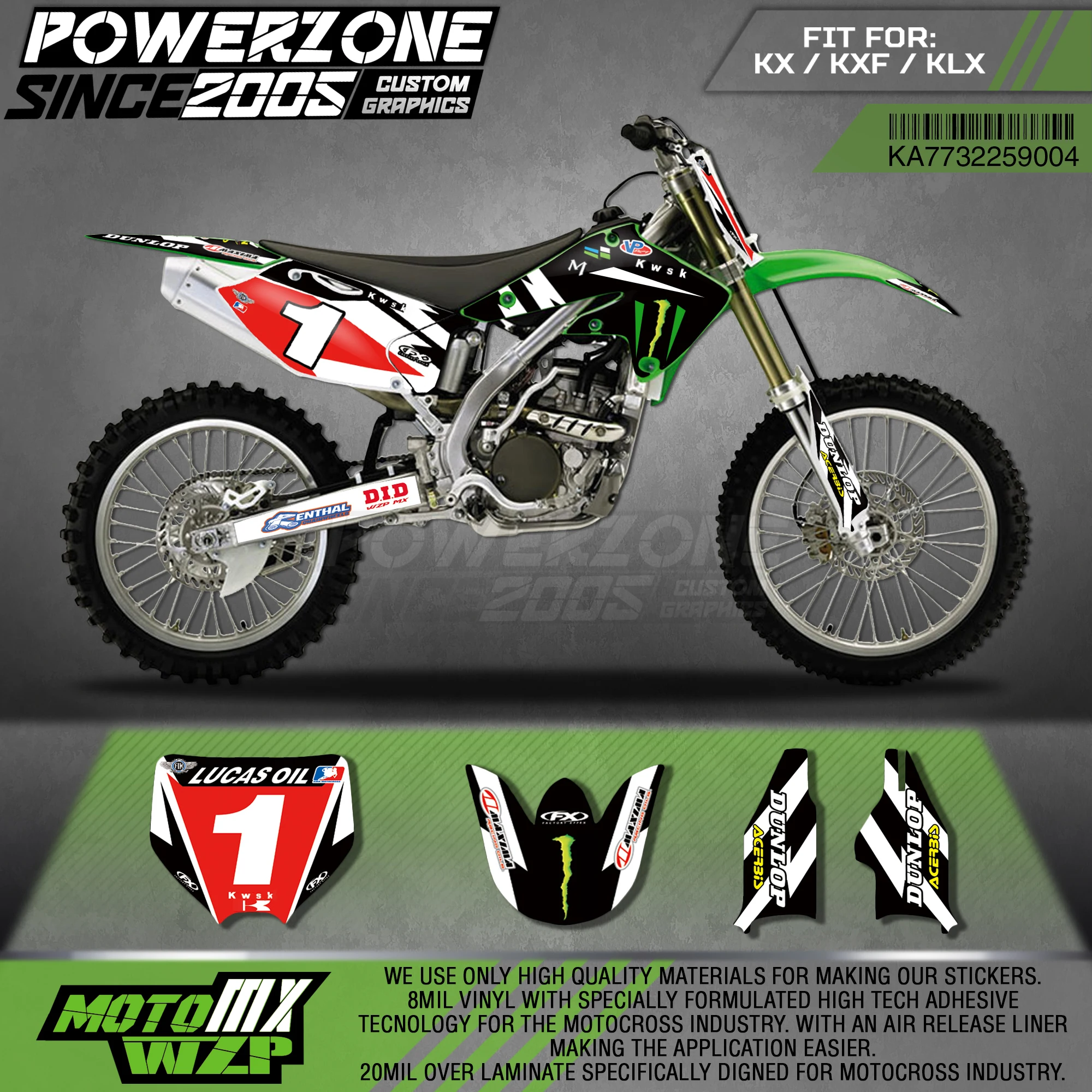 PowerZone пользовательские команды графические наклейки 3 М Набор для Kawasaki Наклейка