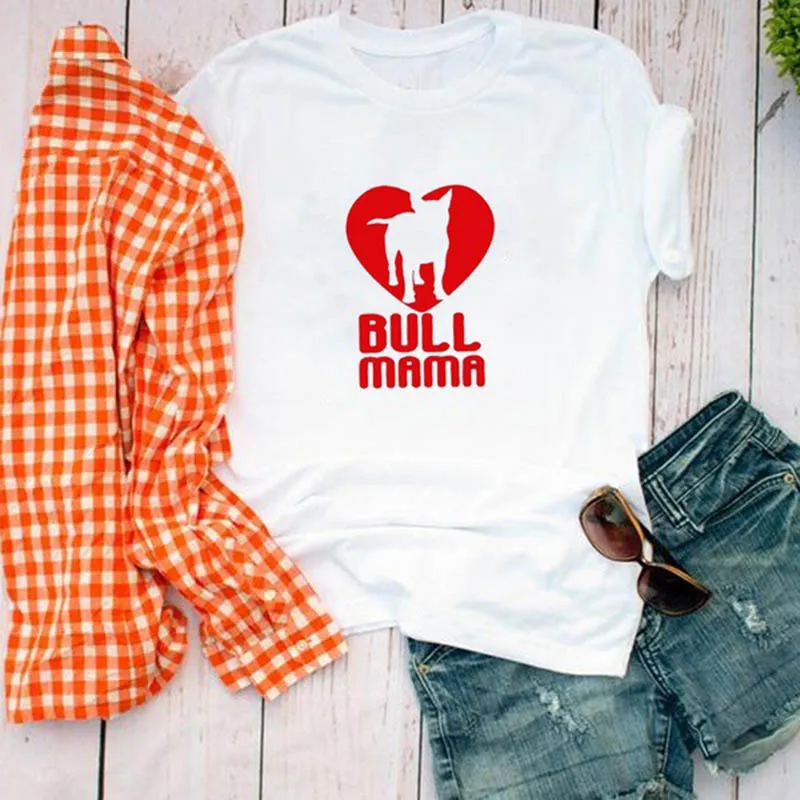 Женская футболка с фотографией терьера Bull Mama принтом рук подарок для влюбленных
