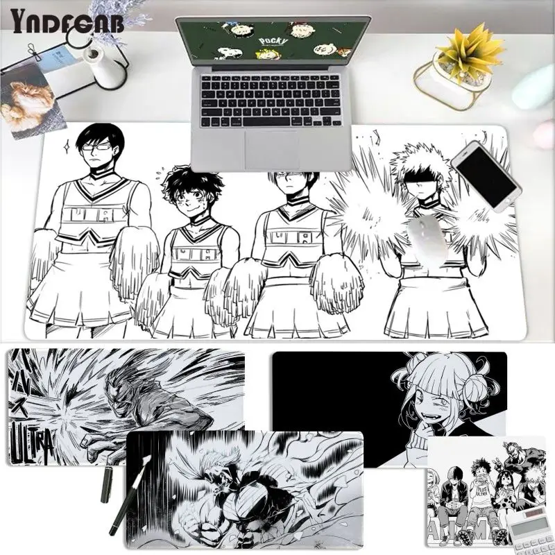 

YNDFCNB My Hero Academia Black And White gamer play mats Mousepad for large Edge Locking Speed Version Game Keyboard Pad