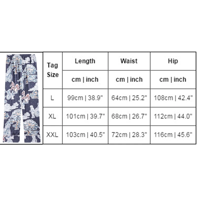 

2020 New Men's Sleep Bottoms Casual Silk Large Size Pajama Pants Loose Homewear