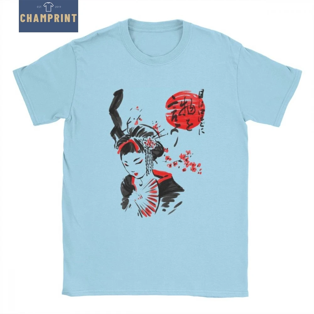 Geisha T-Shirts Men Japan Tattoo Cool Tokyo Beauty Japanese Novelty Pure Cotton Tees Round Neck Short Sleeve T Shirts Gift Idea |