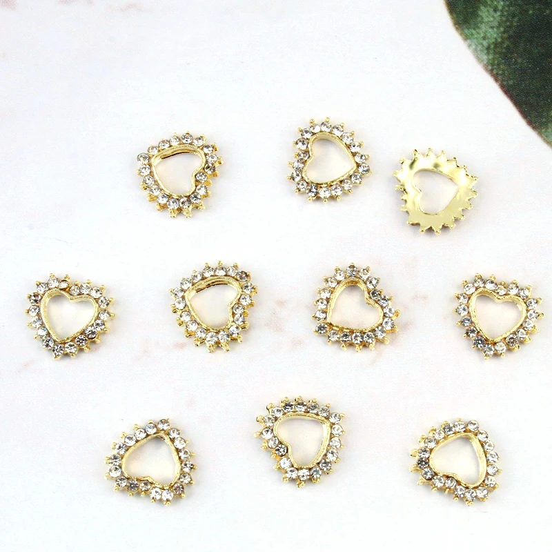 

2022New Nail Jewelry Charm 5Color Happy Heart Clear Nail Art Crystals Jewelry Rhinestone Manicure Tips Accessories Charms 10pcs