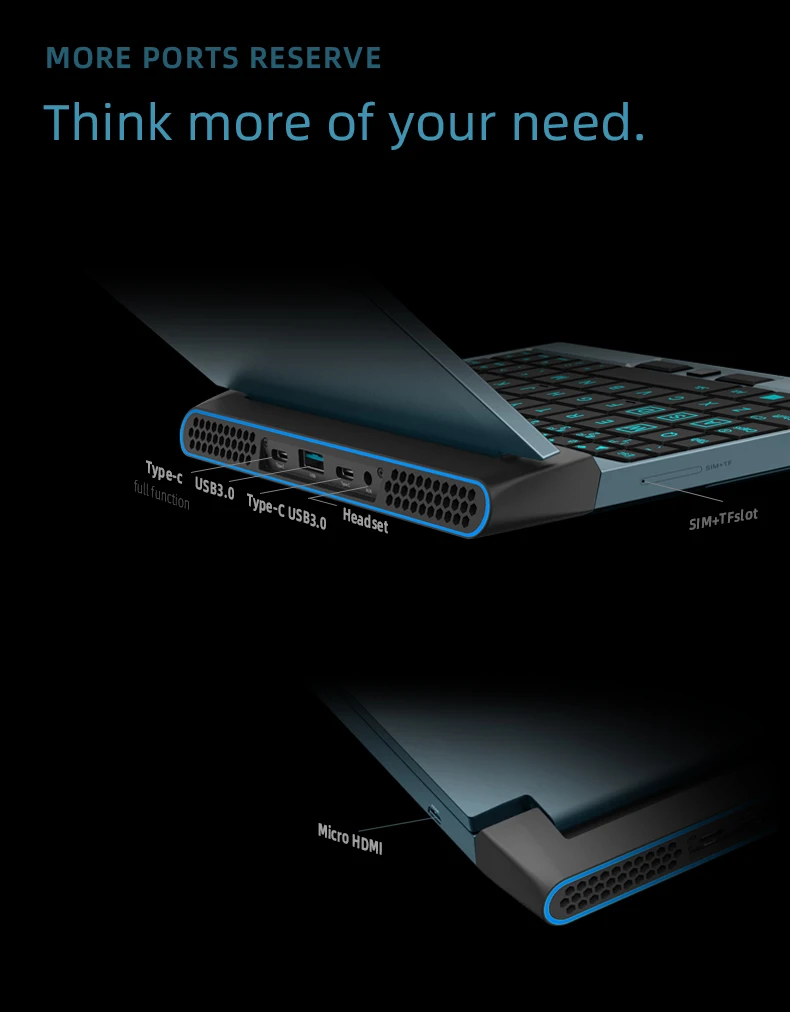 Игровой ноутбук 4G LTE FDD OneGx1 7 ''с сенсорным экраном 12000 мАч Win10 i5 10210Y 4 ядерный Dual Ch
