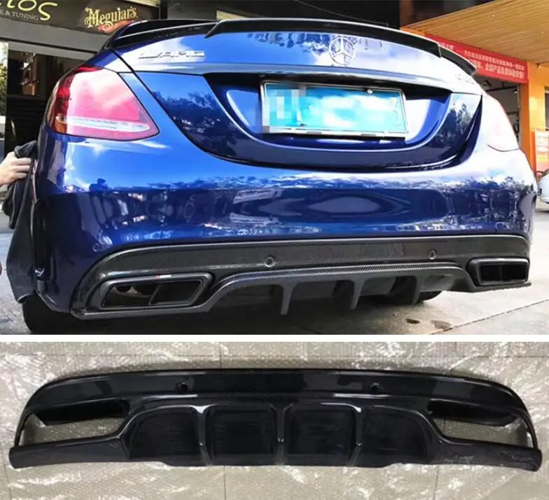 Carbon Finber 4 выхода задний бампер диффузор для Benz W205 C200 C300 C43 C63 4 двери- FD стиль