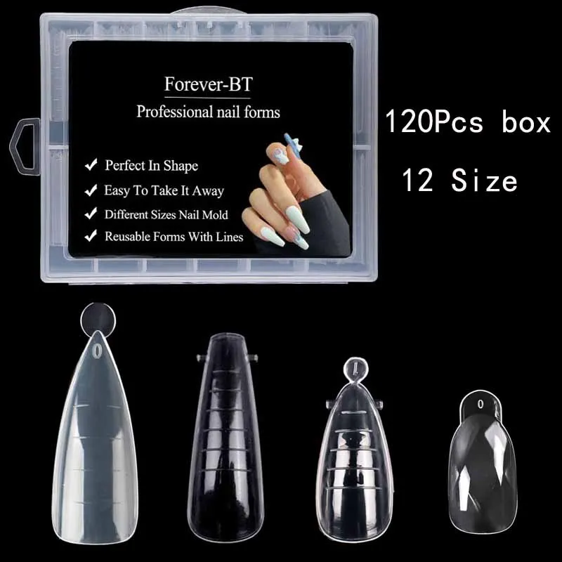 

Dual Forms Poly Nail Gel Extension Tips Mold DIY French Full Cover Fake Nail Stiletto Art Upper Forms