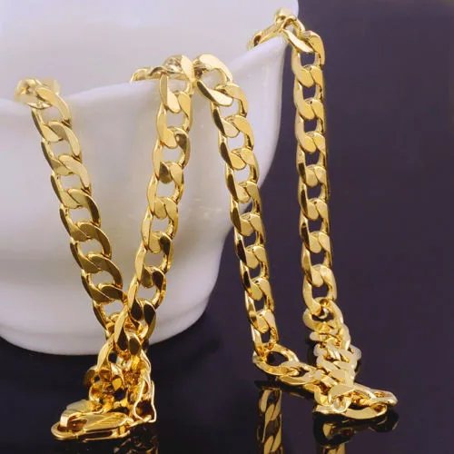 

Solid 18 Carat Gold G/F Mens Women's Fine Necklace Chain Birthday Valentine Gift valuable