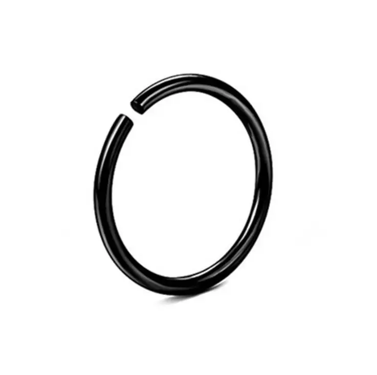 Black 1PC Steel Fake Nose Ring Labret Lip Ring C Clip Lip Helix Piercing Tragus Rose Gold Faux Septum Rings Hoop Neus Piercing Jewelry - Окраска металла: Black