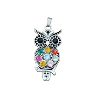 20pcs colorful crystal owl alloy charm pendants for jewelry making findings 23 8x54 5mm a 485
