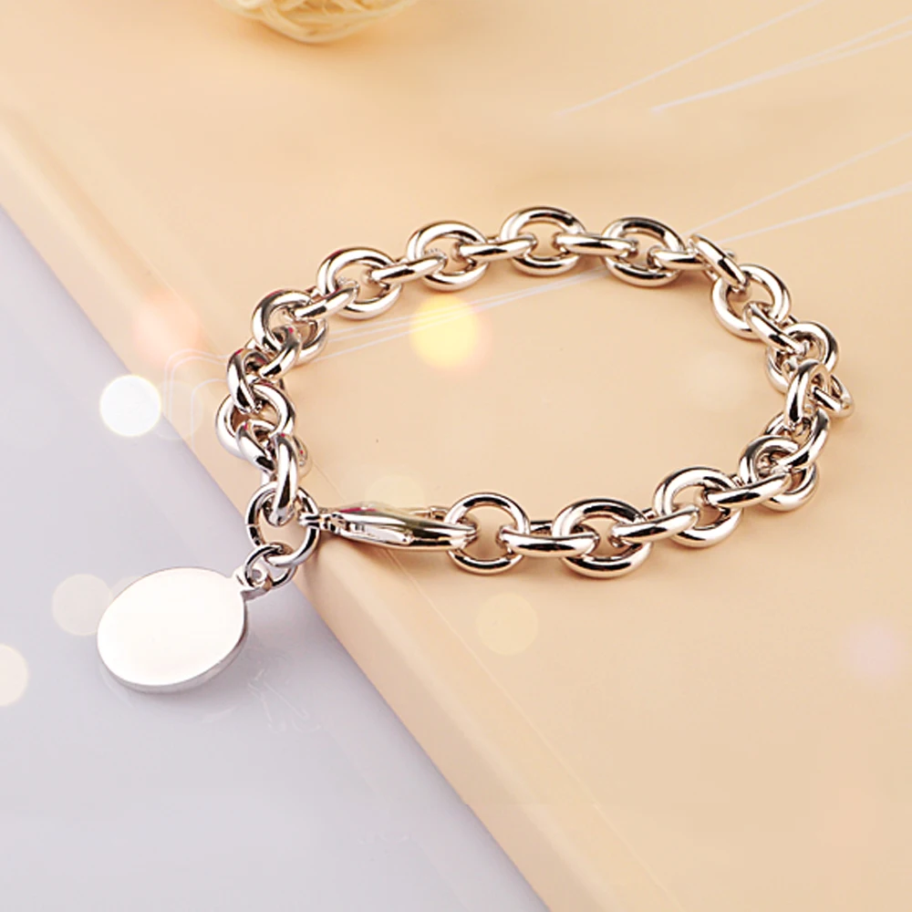 925 sterling silver bracelet 16-22 cm small circular brand is contracted fashion suitable for women and man | Украшения и