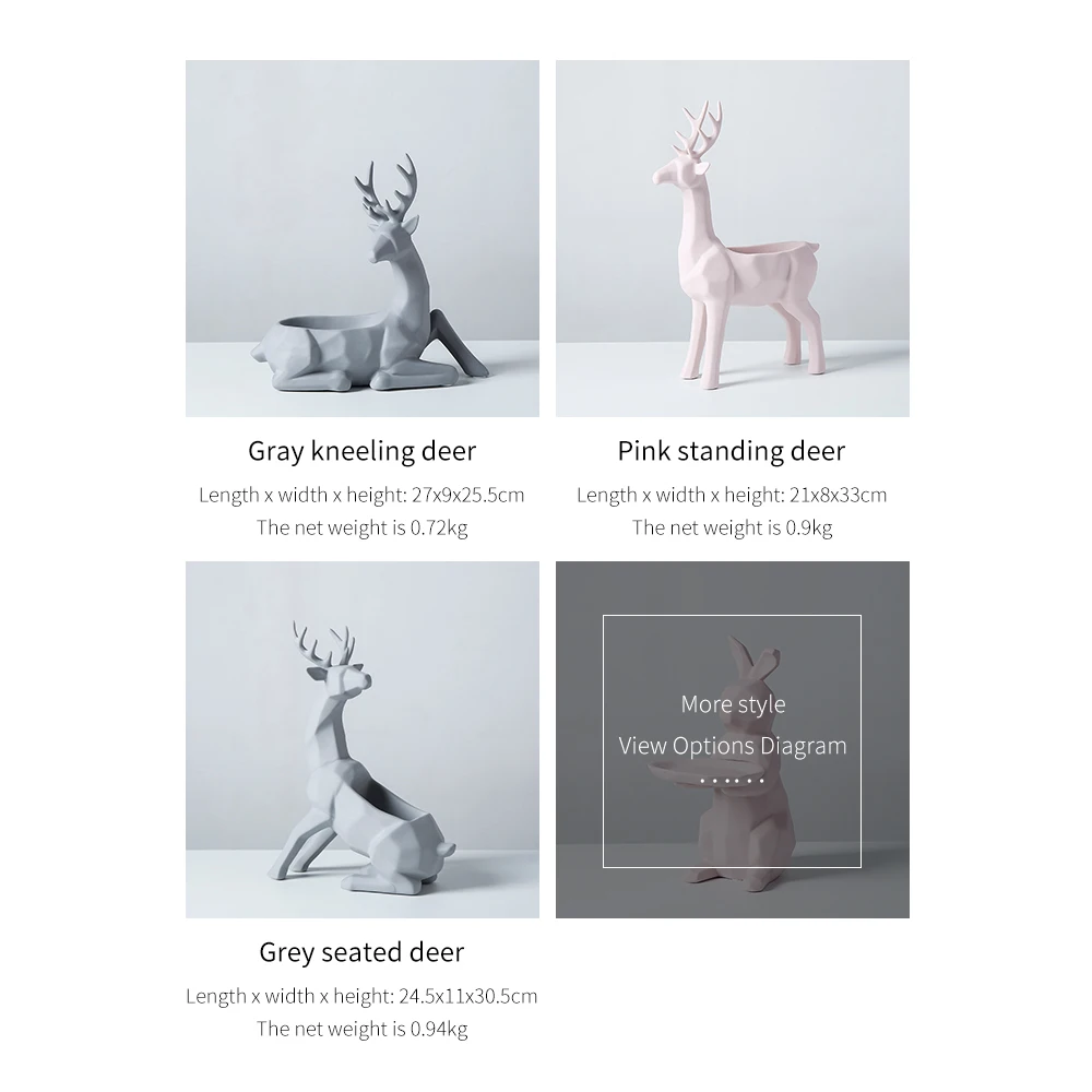 

Nordic Ceramic Animal Storage Deer Rabbit Countertop Decoration Geometric Debris Storage Basket Gift Living Room Home Decoration