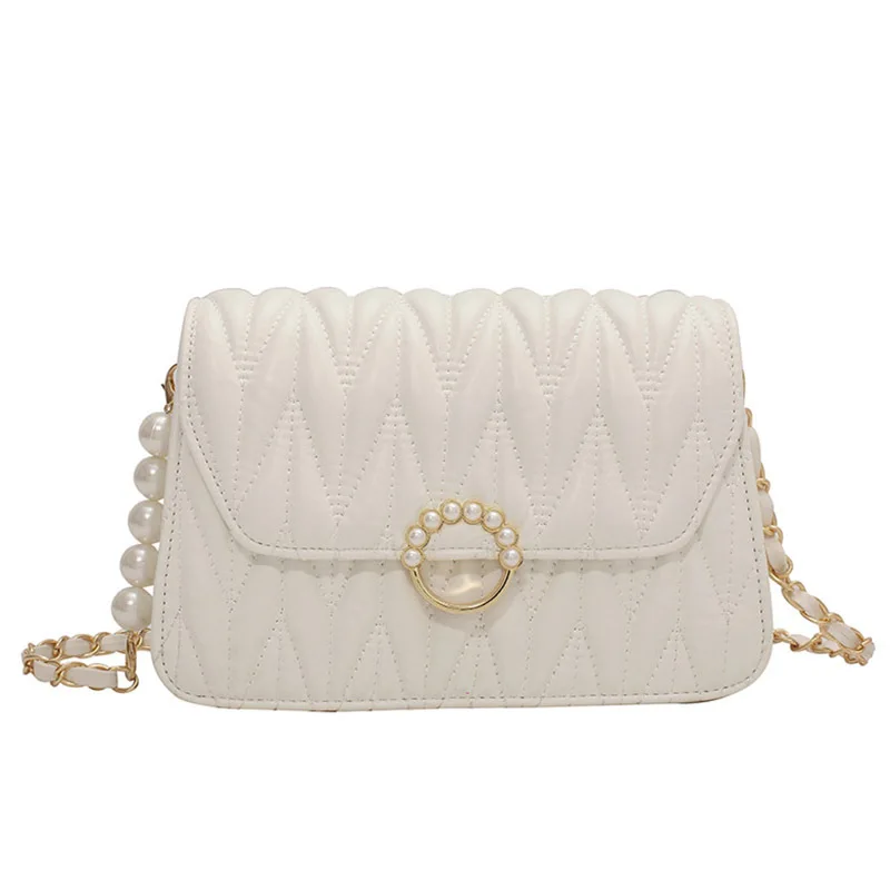 

Embroidered Thread Bag 2021 Summer New Trendy Fashion High-quality Ladies Fold One-shoulder Small Square Bag Chain Messenger Bag